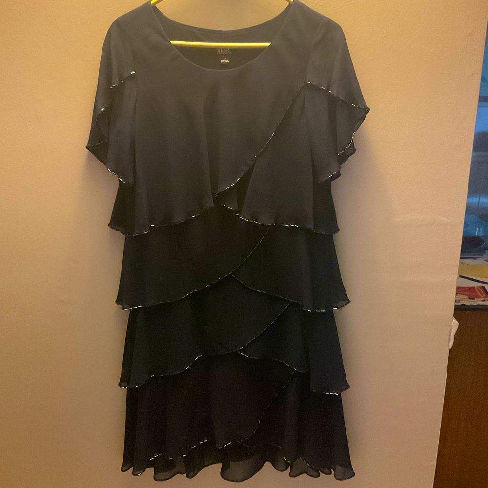 Sequined Navy Blue dress. Layers of tiers.